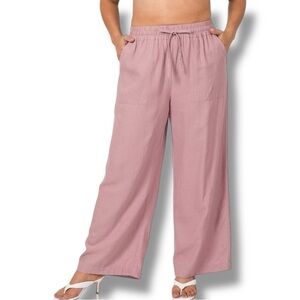 NWOT Zenana Size Large Light Rose Linen Blend Wide Leg Pants Never Worn